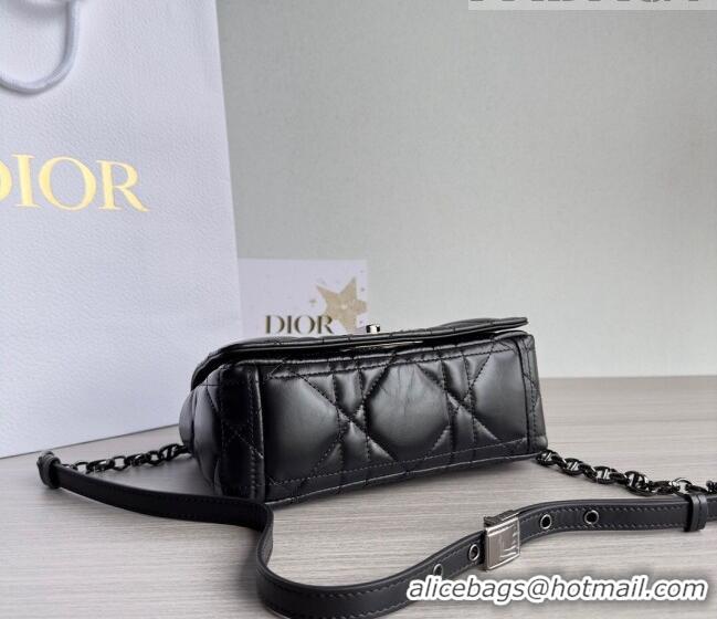 Top Quality Dior Small Caro Chain Bag in Quilted Macrocannage Calfskin M9241 Black/Gunmetal 2023