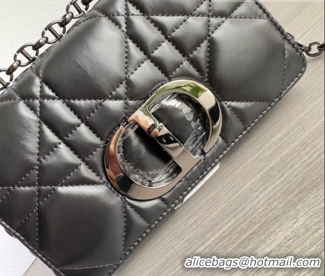 Top Quality Dior Small Caro Chain Bag in Quilted Macrocannage Calfskin M9241 Black/Gunmetal 2023