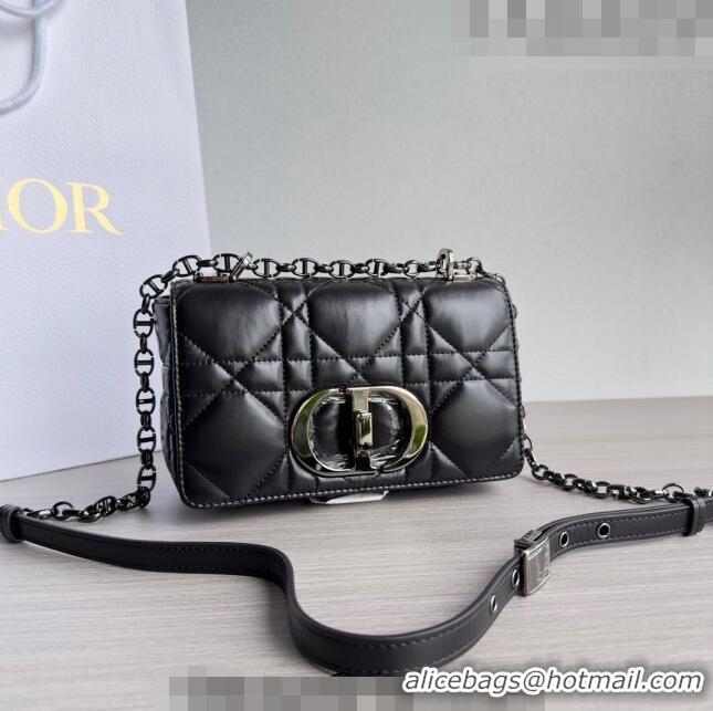 Top Quality Dior Small Caro Chain Bag in Quilted Macrocannage Calfskin M9241 Black/Gunmetal 2023