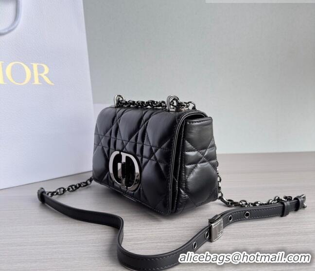 Top Quality Dior Small Caro Chain Bag in Quilted Macrocannage Calfskin M9241 Black/Gunmetal 2023