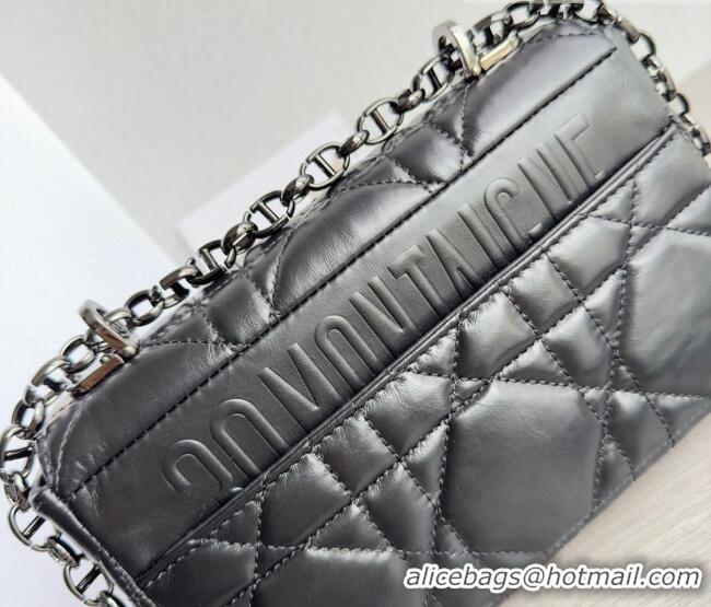 Top Quality Dior Small Caro Chain Bag in Quilted Macrocannage Calfskin M9241 Black/Gunmetal 2023