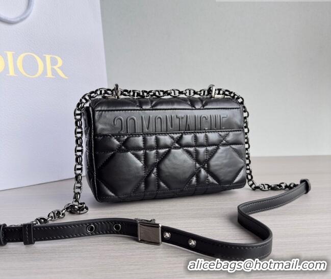 Top Quality Dior Small Caro Chain Bag in Quilted Macrocannage Calfskin M9241 Black/Gunmetal 2023