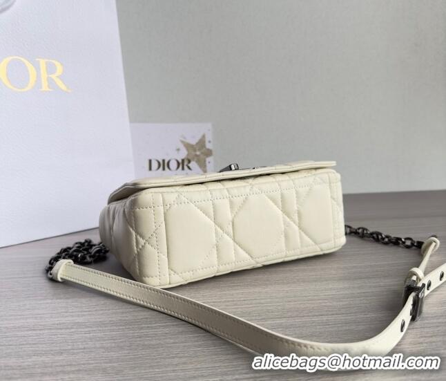 Grade Design Dior Small Caro Chain Bag in Quilted Macrocannage Calfskin M9241 White/Gunmetal 2023