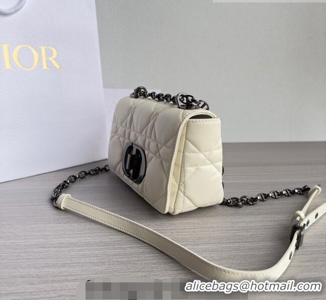 Grade Design Dior Small Caro Chain Bag in Quilted Macrocannage Calfskin M9241 White/Gunmetal 2023