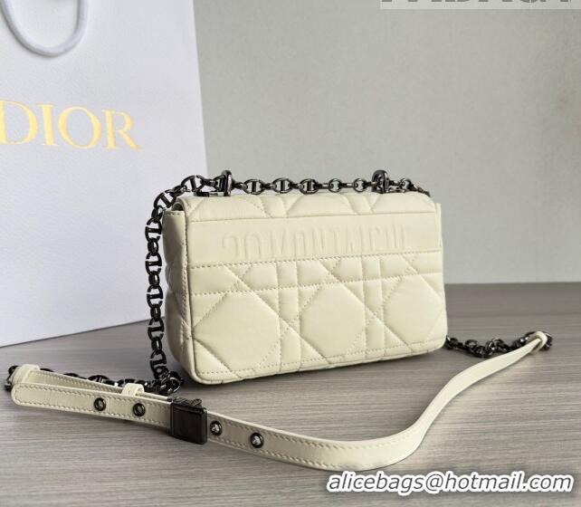 Grade Design Dior Small Caro Chain Bag in Quilted Macrocannage Calfskin M9241 White/Gunmetal 2023