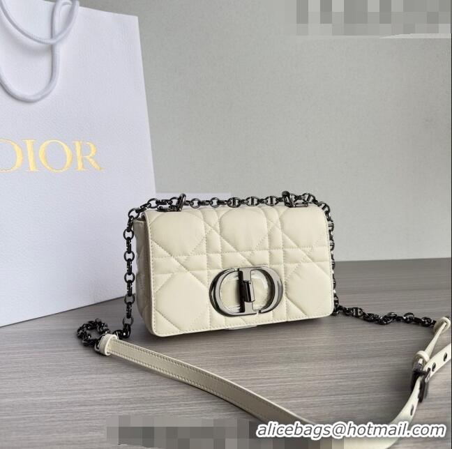 Grade Design Dior Small Caro Chain Bag in Quilted Macrocannage Calfskin M9241 White/Gunmetal 2023