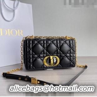 Low Price Dior Medium Caro Chain Bag in Quilted Macrocannage Calfskin M9242 Black/Gold 2023