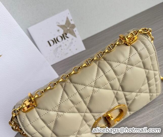 Super Quality Dior Medium Caro Chain Bag in Quilted Macrocannage Calfskin M9242 Light Beige 2023