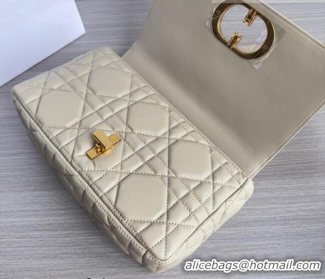 Super Quality Dior Medium Caro Chain Bag in Quilted Macrocannage Calfskin M9242 Light Beige 2023