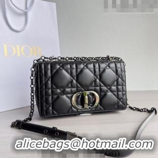 Most Popular Dior Medium Caro Chain Bag in Quilted Macrocannage Calfskin M9242 Black/Gunmetal 2023