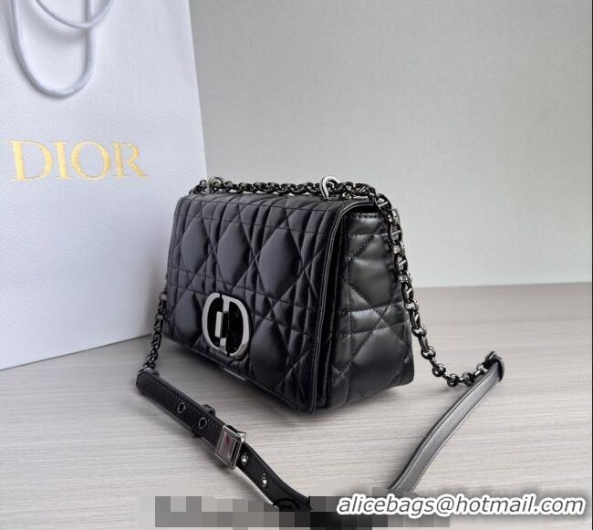 Most Popular Dior Medium Caro Chain Bag in Quilted Macrocannage Calfskin M9242 Black/Gunmetal 2023