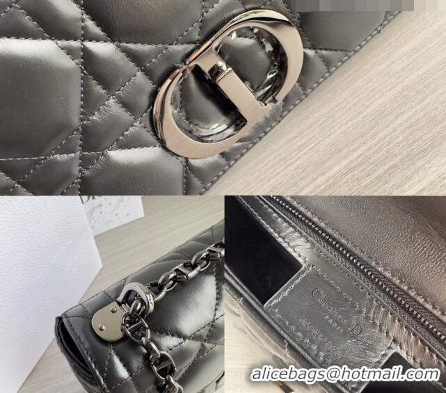 Most Popular Dior Medium Caro Chain Bag in Quilted Macrocannage Calfskin M9242 Black/Gunmetal 2023