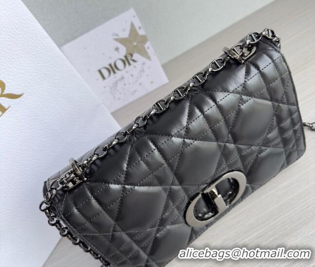 Most Popular Dior Medium Caro Chain Bag in Quilted Macrocannage Calfskin M9242 Black/Gunmetal 2023