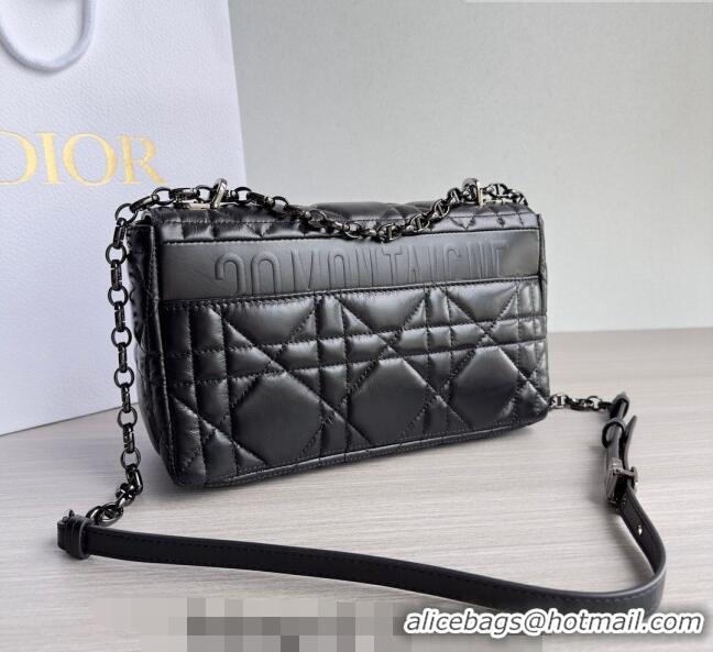 Most Popular Dior Medium Caro Chain Bag in Quilted Macrocannage Calfskin M9242 Black/Gunmetal 2023