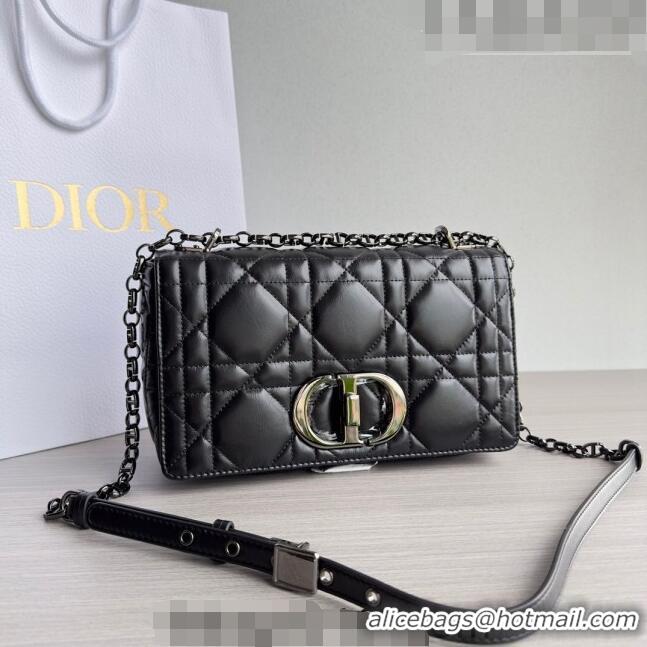 Most Popular Dior Medium Caro Chain Bag in Quilted Macrocannage Calfskin M9242 Black/Gunmetal 2023