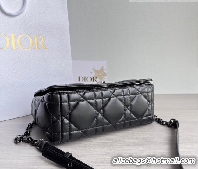 Most Popular Dior Medium Caro Chain Bag in Quilted Macrocannage Calfskin M9242 Black/Gunmetal 2023