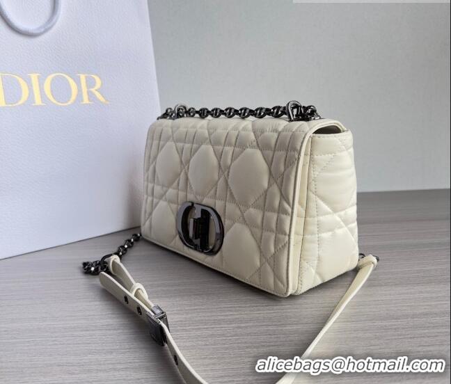 Inexpensive Dior Medium Caro Chain Bag in Quilted Macrocannage Calfskin M9242 White/Gunmetal 2023