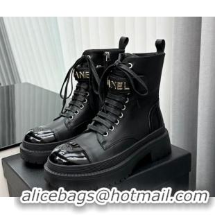 Good Product Chanel Calfskin Ankle Boots with Strap Black 091104