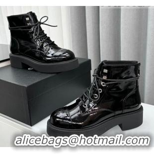 Purchase Chanel Patent Calfskin Ankle Boots Black 091109