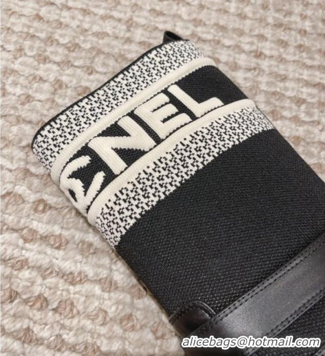 Best Product Chanel Calfskin & Knit Ankle Boots Black 091127