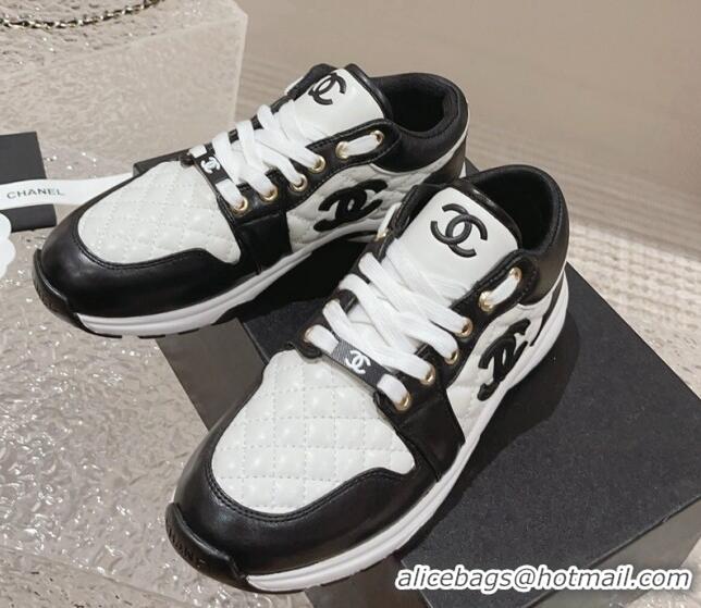 Affordable Price Chanel Quilted Calfskin Low-top Sneakers with CC White1/Black 91139