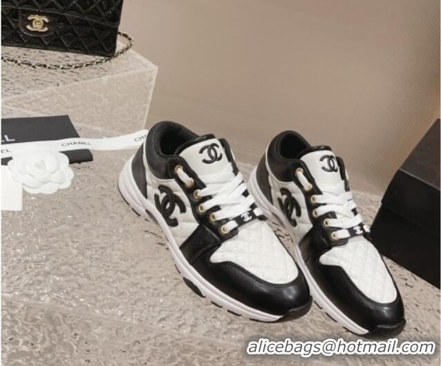 Affordable Price Chanel Quilted Calfskin Low-top Sneakers with CC White1/Black 91139