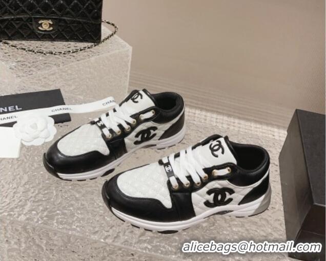 Affordable Price Chanel Quilted Calfskin Low-top Sneakers with CC White1/Black 91139