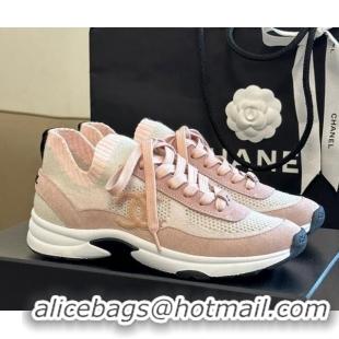 Good Quality Chanel Knit & Suede Sneakers G38750 Pink 091143