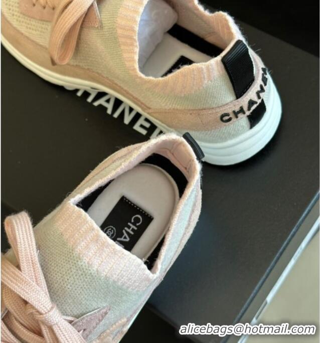 Good Quality Chanel Knit & Suede Sneakers G38750 Pink 091143