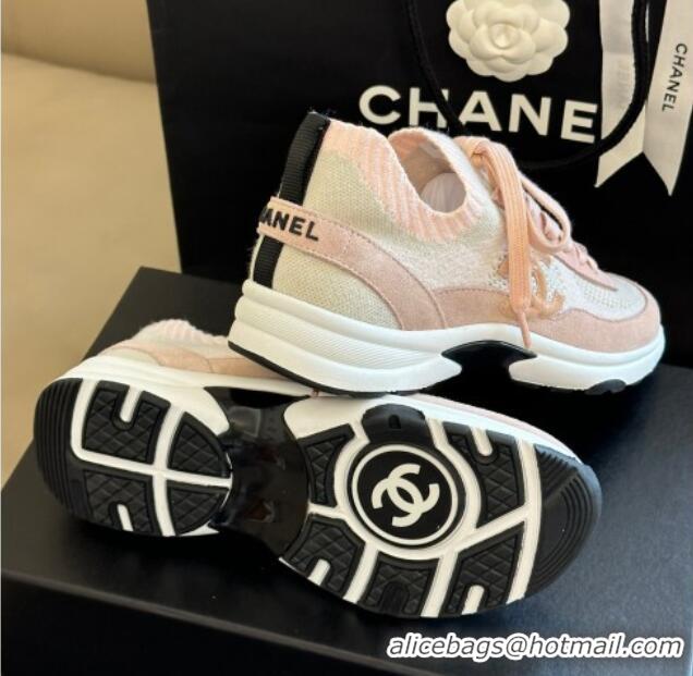 Good Quality Chanel Knit & Suede Sneakers G38750 Pink 091143