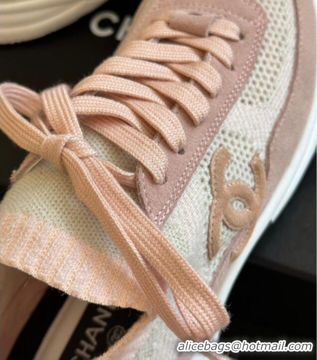 Good Quality Chanel Knit & Suede Sneakers G38750 Pink 091143