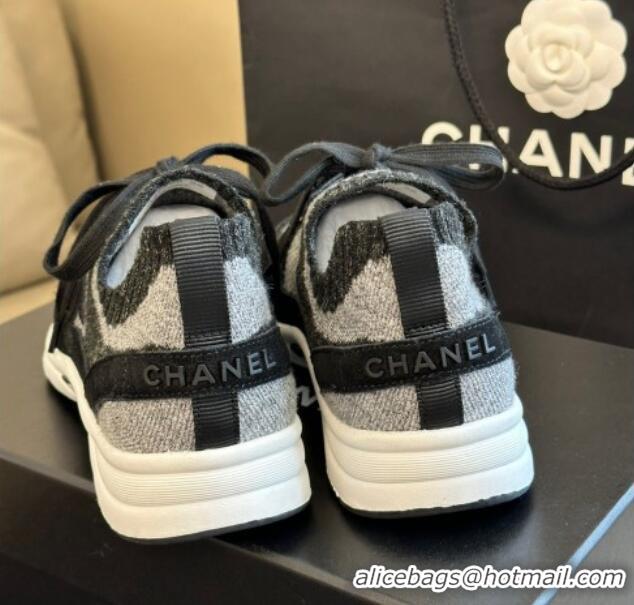 Best Luxury Chanel Knit & Suede Sneakers G38750 Black 091145