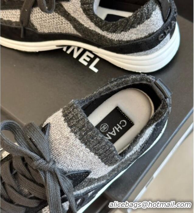 Best Luxury Chanel Knit & Suede Sneakers G38750 Black 091145