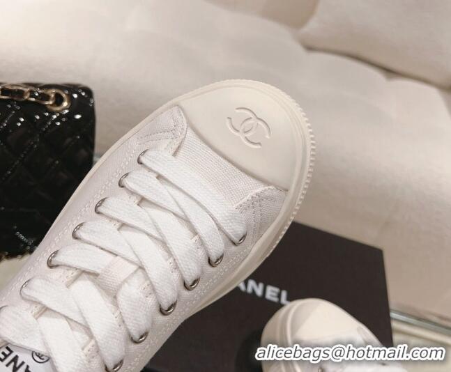 Buy Duplicate Chanel Canvas Platform Sneakers White 091148