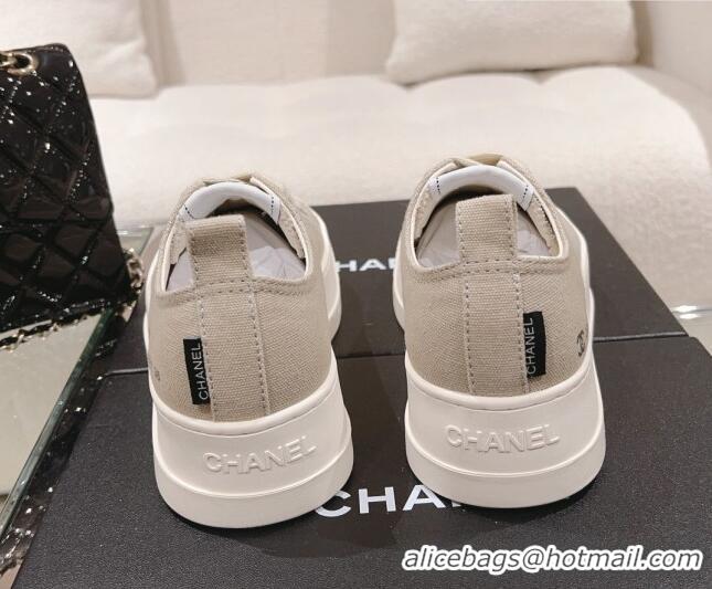 Inexpensive Chanel Canvas Platform Sneakers Grey 091149