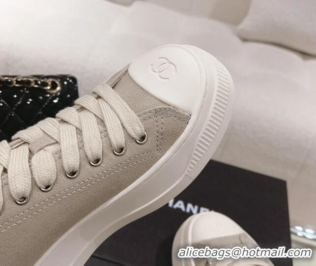 Inexpensive Chanel Canvas Platform Sneakers Grey 091149