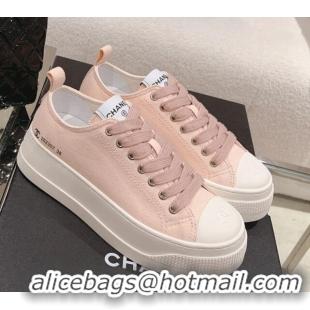 Reasonable Price Chanel Canvas Platform Sneakers Light Pink 091150