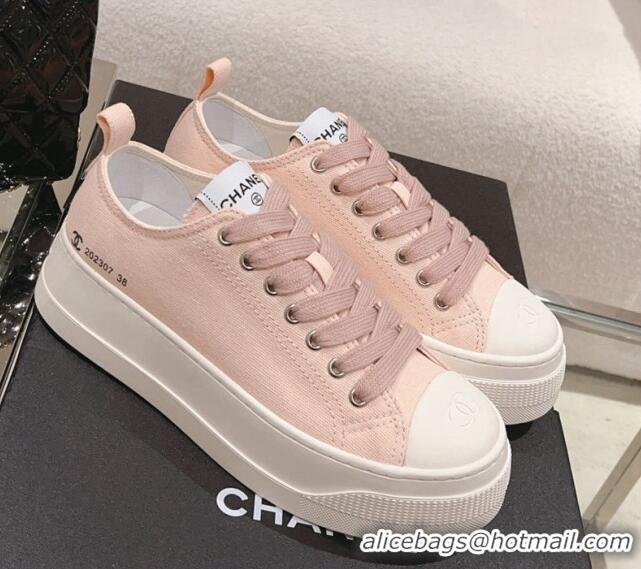 Reasonable Price Chanel Canvas Platform Sneakers Light Pink 091150