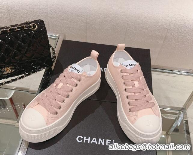 Reasonable Price Chanel Canvas Platform Sneakers Light Pink 091150