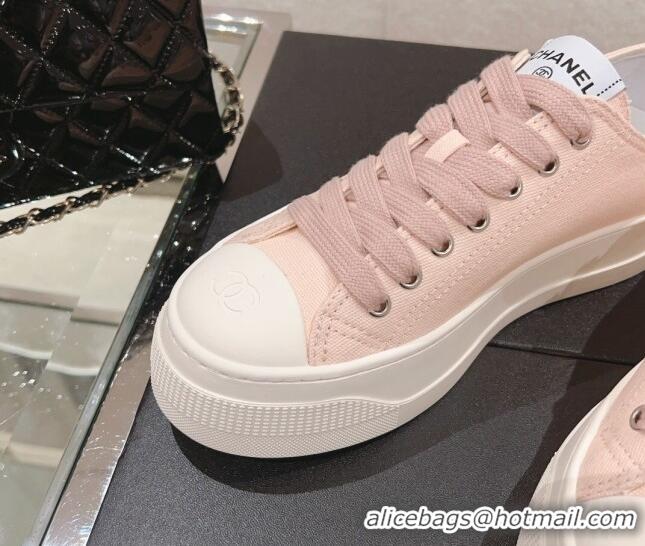 Reasonable Price Chanel Canvas Platform Sneakers Light Pink 091150