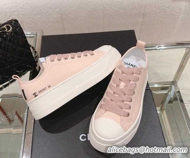 Reasonable Price Chanel Canvas Platform Sneakers Light Pink 091150