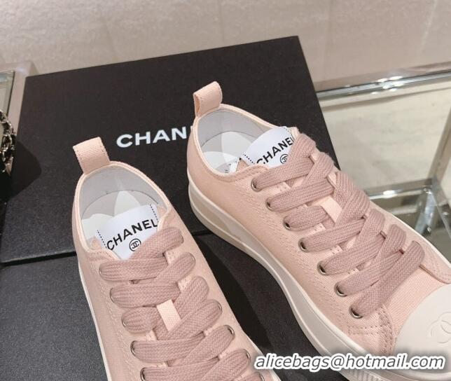 Reasonable Price Chanel Canvas Platform Sneakers Light Pink 091150