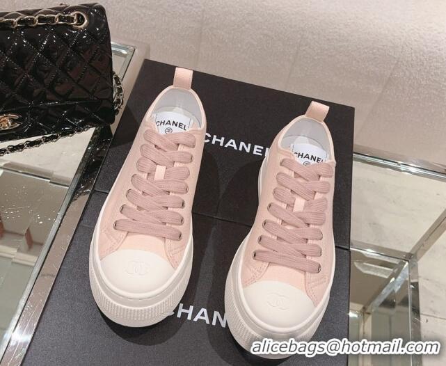 Reasonable Price Chanel Canvas Platform Sneakers Light Pink 091150