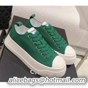 Custom Chanel Canvas Platform Sneakers Green 091151