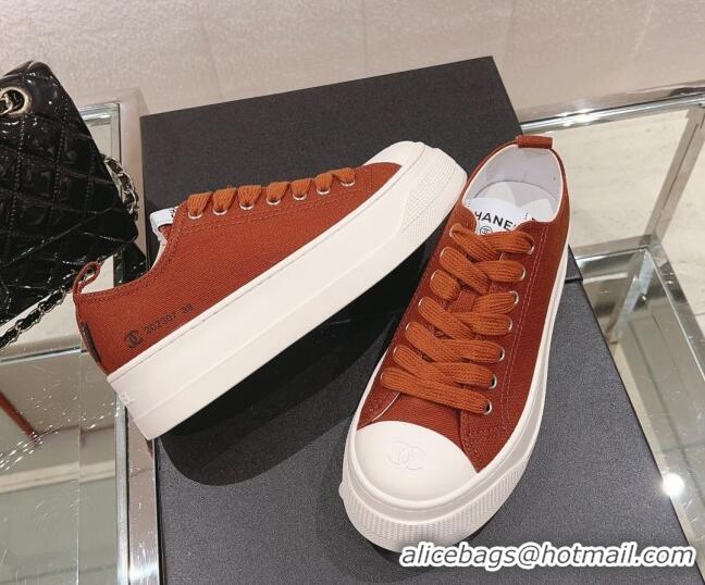 Low Cost Chanel Canvas Platform Sneakers Brown 091152