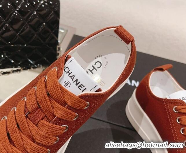 Low Cost Chanel Canvas Platform Sneakers Brown 091152