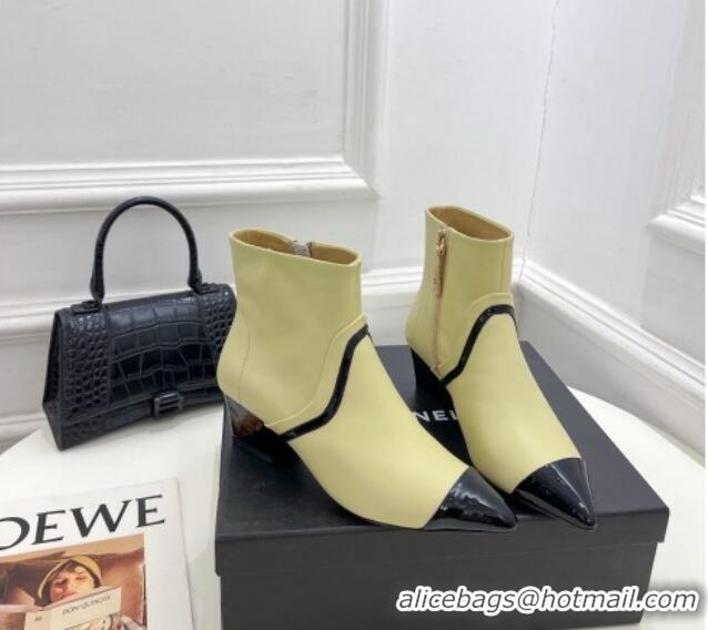 Top Quality Chanel Calfskin Ankle Boots with Black Stripe Yellow 912016