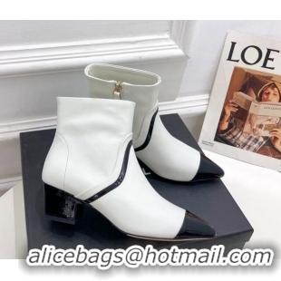 Buy Duplicate Chanel Calfskin Ankle Boots with Black Stripe White 912017