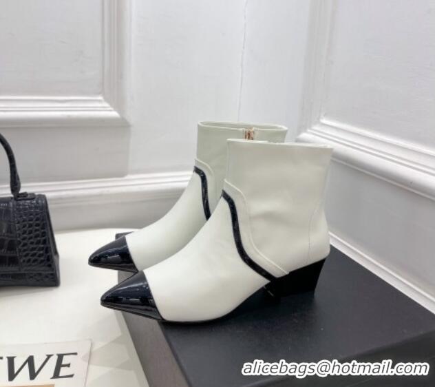 Buy Duplicate Chanel Calfskin Ankle Boots with Black Stripe White 912017