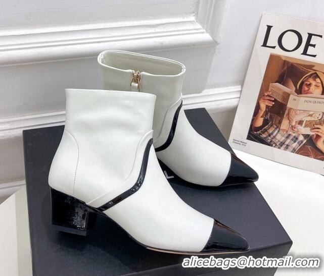 Buy Duplicate Chanel Calfskin Ankle Boots with Black Stripe White 912017